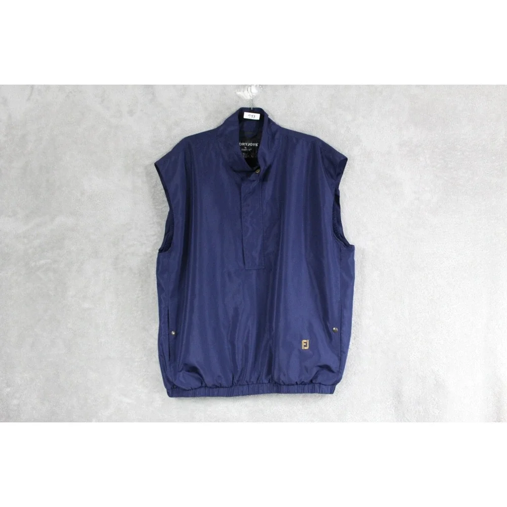 FJ DryJoys Vest‎ Mens L Navy Blue 1/4 Zip Mock Neck Windbreaker Jacket Golfing